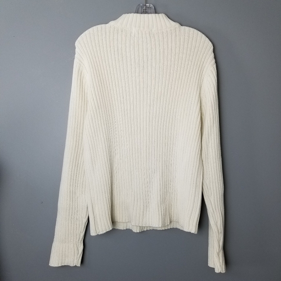 Eddie Bauer Womens Ribbed Mock Neck 1/4 Zip Sweater Size Large Ivory Cotton NWT - Picture 6 of 8